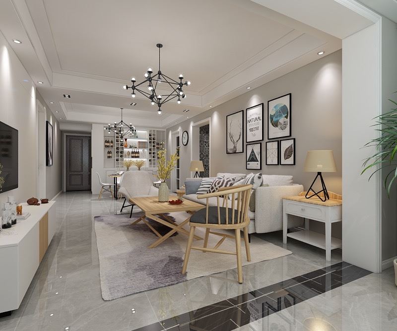 連云港市蘇海聽(tīng)濤苑北歐風(fēng)格三居室裝修案例