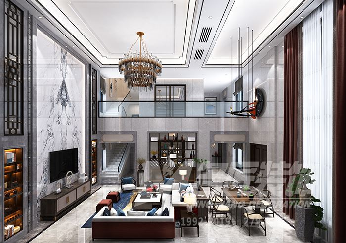 佛山市萬科金域水岸新中式風(fēng)格四居室裝修案例