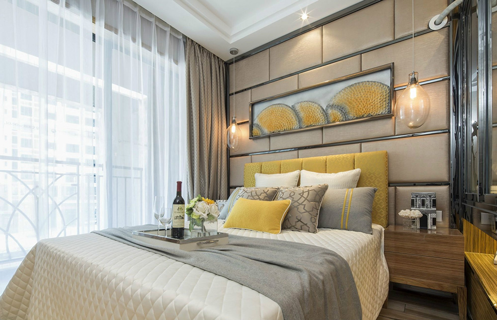 現(xiàn)代簡約風格室內裝修效果圖-同濟廣場二居90平米-室內臥室裝修設計