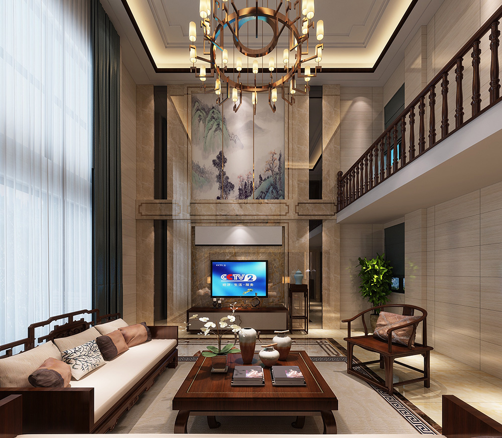裝修公司新中式風格別墅裝修效果圖-客廳 裝修公司新中式風格別墅裝修效果圖-客廳
