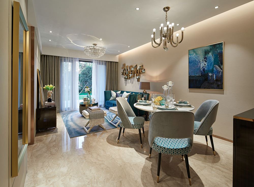 南寧市陽光城翡麗灣別墅輕奢風(fēng)格三居室裝修案例