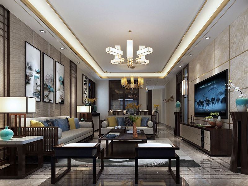 自貢市泰豐國際城一期新中式風(fēng)格別墅裝修案例