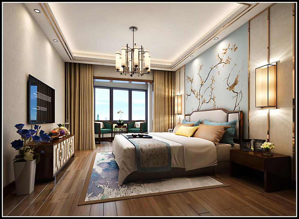 裝修公司新中式風格室內(nèi)裝修效果圖-臥室 裝修公司新中式風格室內(nèi)裝修效果圖-臥室