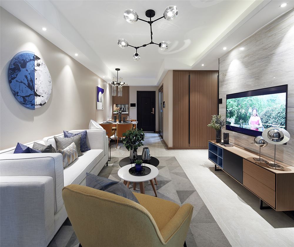 南寧市天昌東盟中央城現(xiàn)代風(fēng)格三居室裝修案例