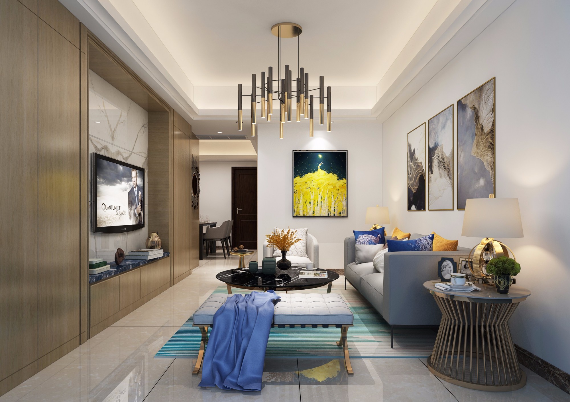 嘉興市萬城明月公館現(xiàn)代簡約風(fēng)格三居室裝修案例