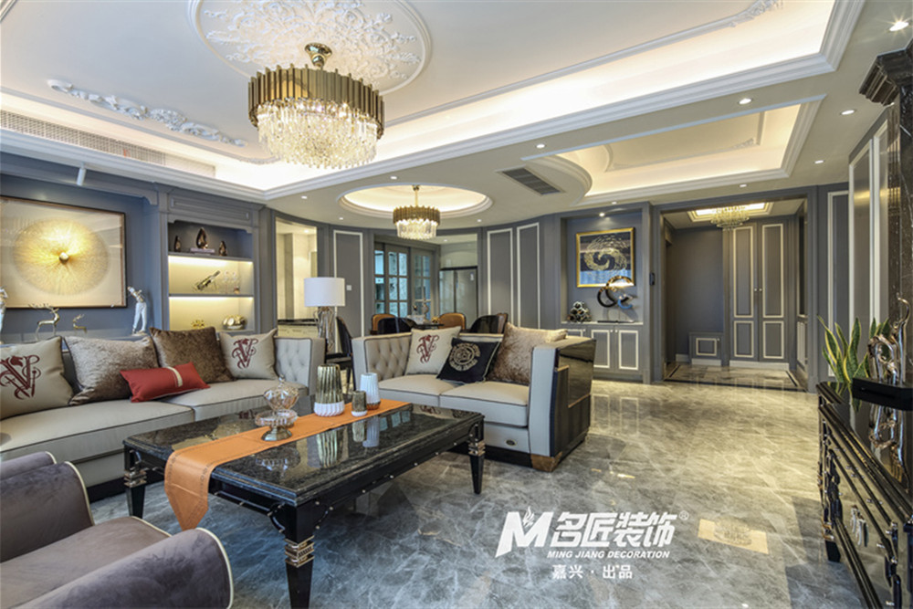 嘉興市龍鼎萬達(dá)廣場(chǎng)輕奢風(fēng)格三居室裝修案例