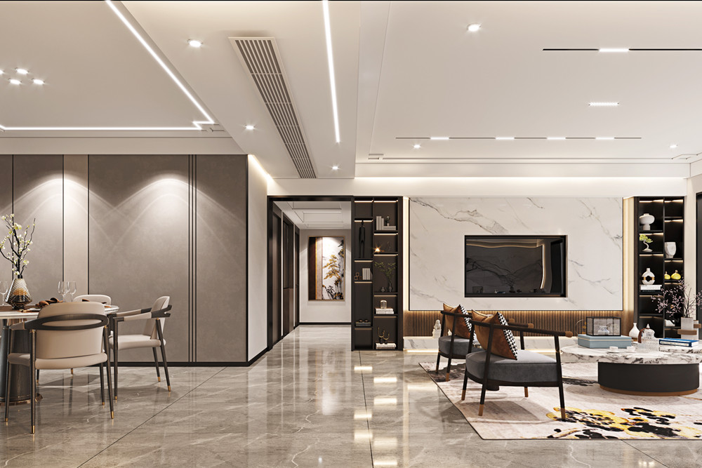 汕頭市江南星語花園新中式風(fēng)格四居室裝修案例