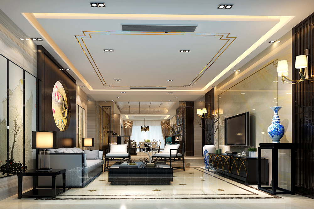 惠州市水岸香洲新中式風(fēng)格別墅裝修案例