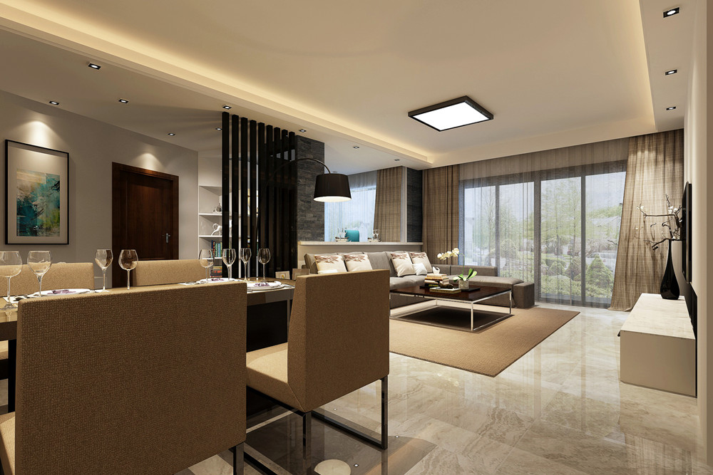 江門市翠景園現代簡約風格三居室裝修案例