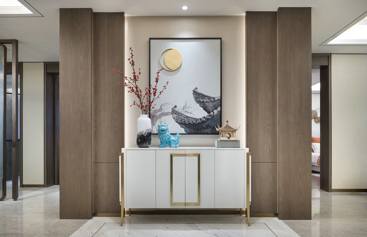 廣州市奧園灣區(qū)智谷新中式風格四居室裝修案例