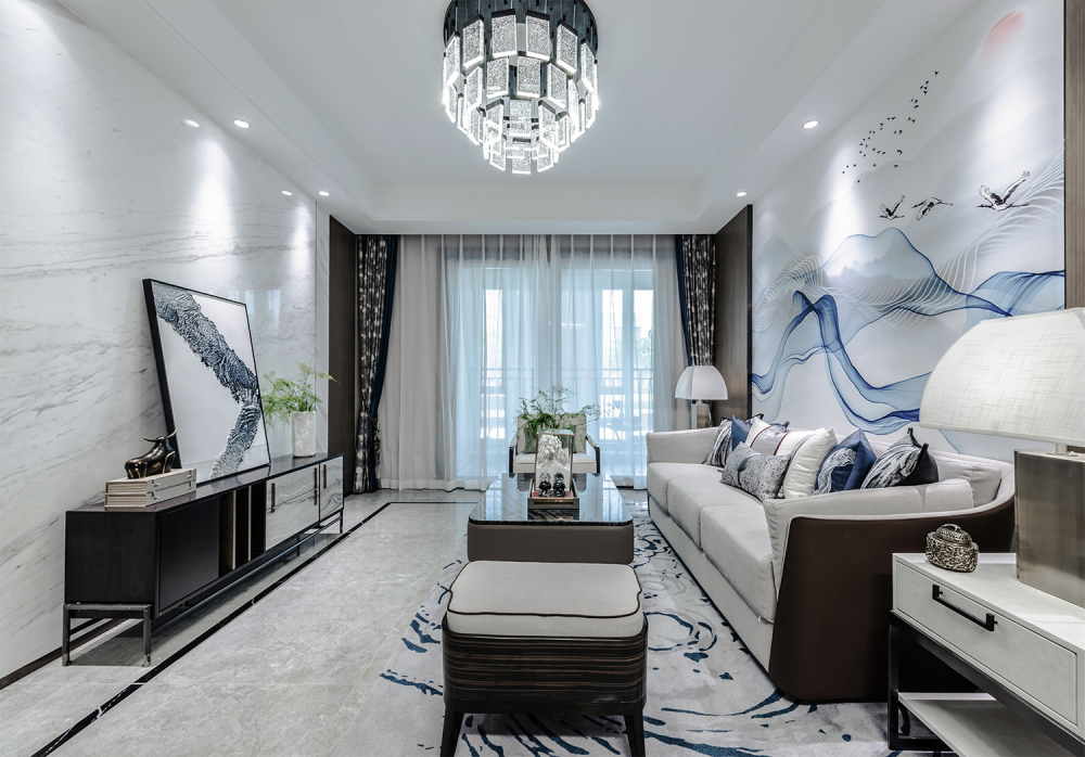 廣州市萬科金域曦府新中式風格三居室裝修案例