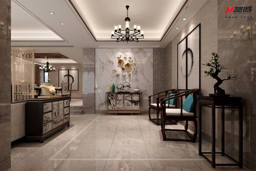 合肥市廬江美的城新中式風格四居室裝修案例