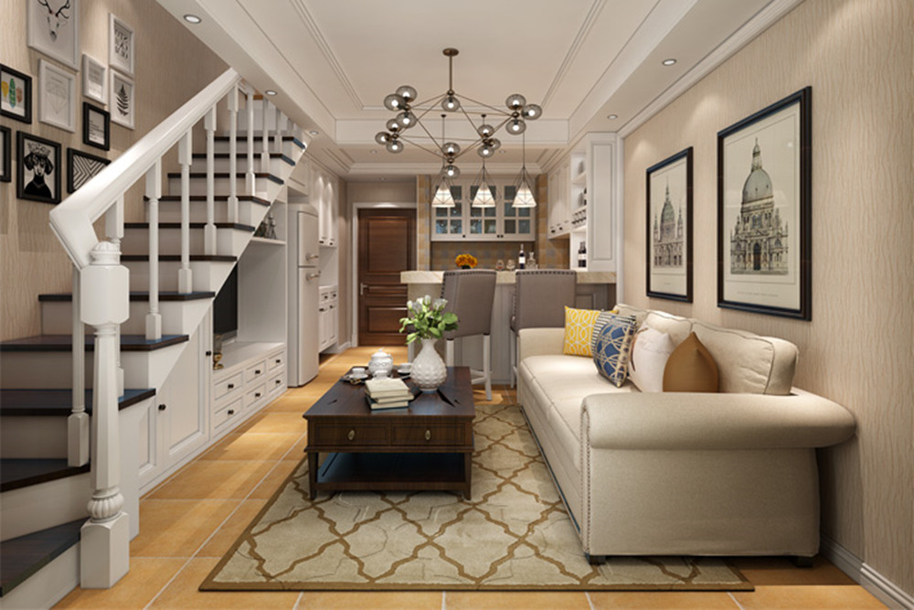 合肥100平米以下美式風(fēng)格文一名門南郡裝修設(shè)計案例