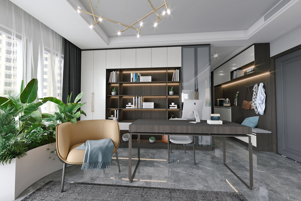 嘉興市龍鼎萬達(dá)廣場(chǎng)現(xiàn)代簡(jiǎn)約風(fēng)格三居室裝修案例