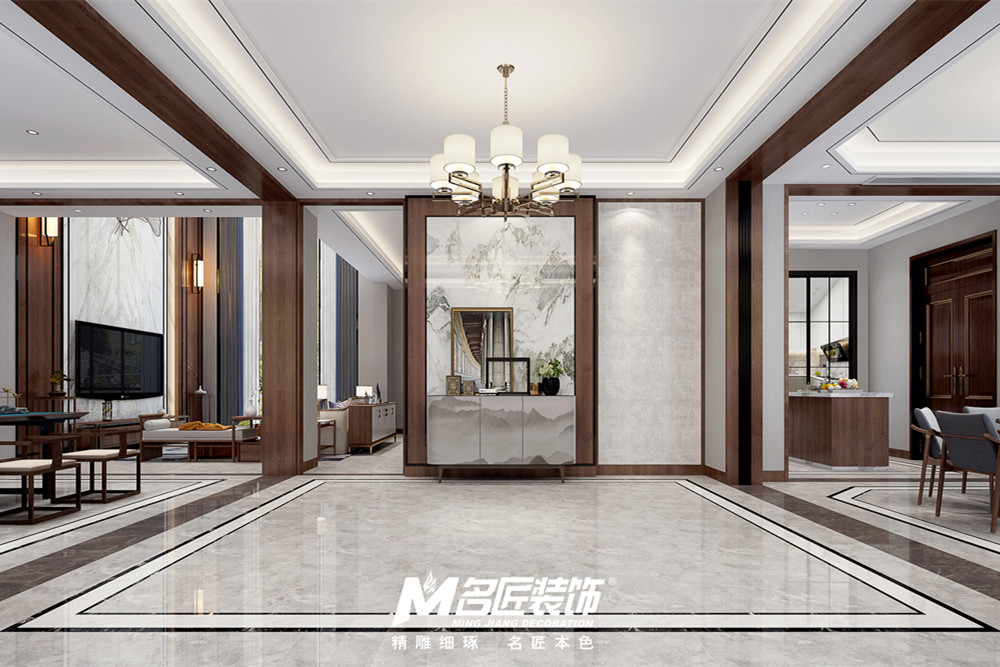 嘉興市萬城明月公館新中式風(fēng)格別墅裝修案例