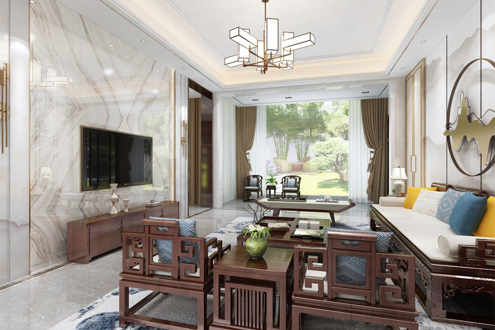 中山市第三期教師職工樓新中式風(fēng)格別墅裝修案例