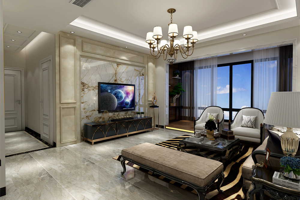 梧州市碧河佳園美式風格四居室裝修案例