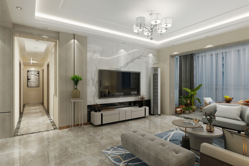 梧州市碧河佳園現(xiàn)代簡約風格三居室裝修案例