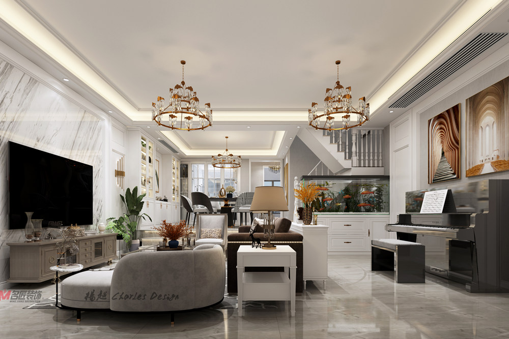 連云港市蘇海聽(tīng)濤苑美式風(fēng)格別墅裝修案例