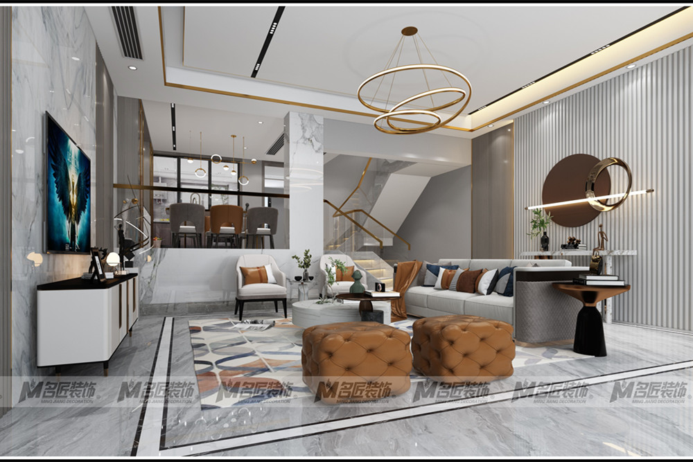 湖州301平米以上輕奢風(fēng)格溪山美墅裝修設(shè)計案例