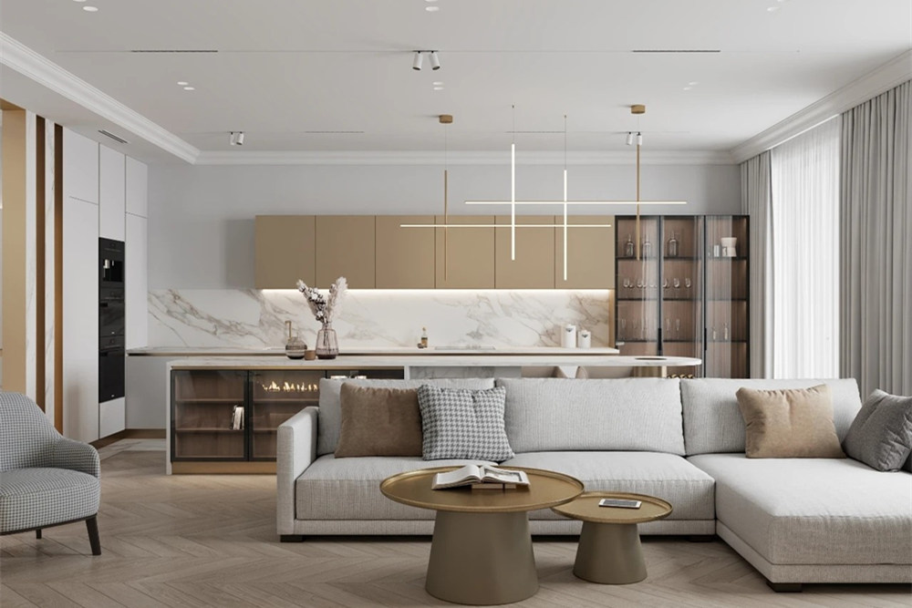 連云港市東成凱亞國際D區(qū)商住樓輕奢風(fēng)格三居室裝修案例