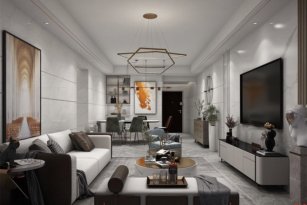 云浮市百盛國際廣場現(xiàn)代簡約風格三居室裝修案例