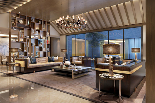 梧州市碧河佳園新中式風格三居室裝修案例