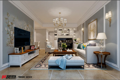 德陽(yáng)市萬(wàn)達(dá)華府。美式風(fēng)格三居室裝修案例