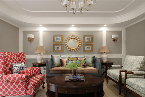 德陽市溫莎湖畔美式風格三居室裝修案例