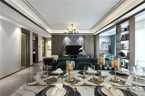 德陽市什邡卷煙廠住宅小區(qū)輕奢風格三居室裝修案例