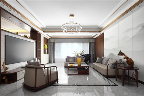 德陽市安國街505號附901號院新中式風(fēng)格三居室裝修案例