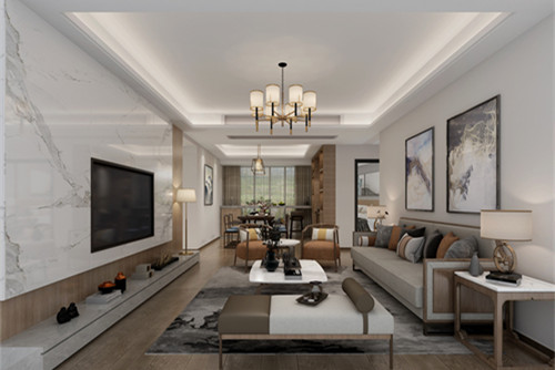 惠州市雙月灣檀悅豪生度假酒店新中式風(fēng)格四居室裝修案例