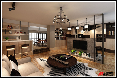 廣州市海珠半島花園三期新中式風格三居室裝修案例