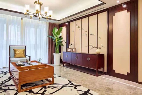 涼山彝族自治州安寧小區(qū)新中式風(fēng)格四居室裝修案例