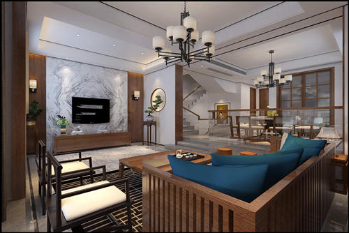 湖州市觀塘壹號(hào)新中式風(fēng)格別墅裝修案例