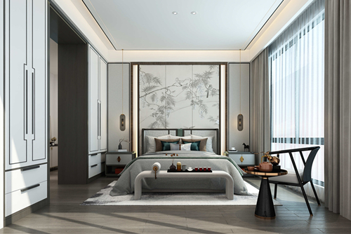 ?？谑芯G城桃李春風(fēng)新中式風(fēng)格別墅裝修案例