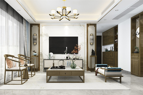 中山市金芙花園新中式風(fēng)格三居室裝修案例