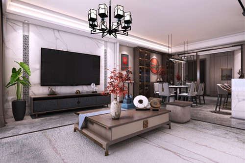 中山市鴻基華庭新中式風(fēng)格三居室裝修案例