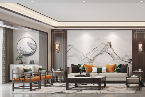 海口市?？谌A潤(rùn)中心新中式風(fēng)格四居室裝修案例