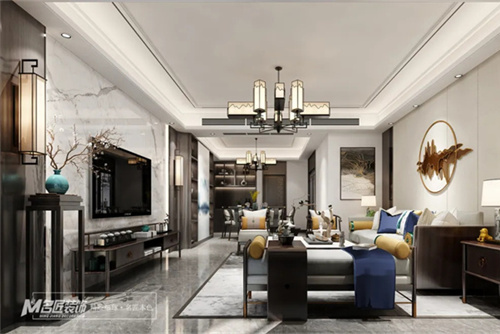 汕頭市金紫名邦花園新中式風(fēng)格四居室裝修案例